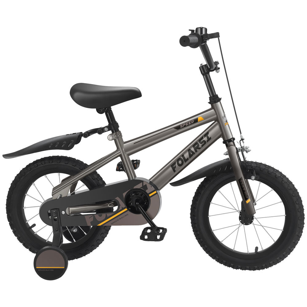 12 Inch Kids Bike, High Carbon Steel Frame, with Training Wheels, Black Color