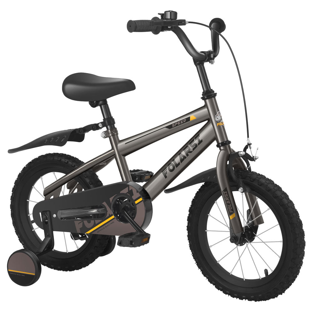 12 Inch Kids Bike, High Carbon Steel Frame, with Training Wheels, Black Color