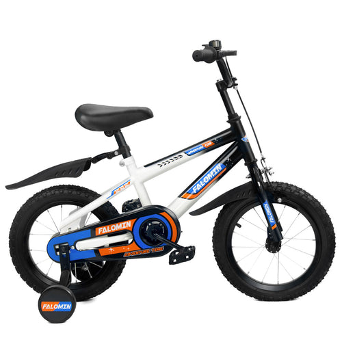 12 Inch Kids Bike, High Carbon Steel Frame, with Training Wheels, White Color